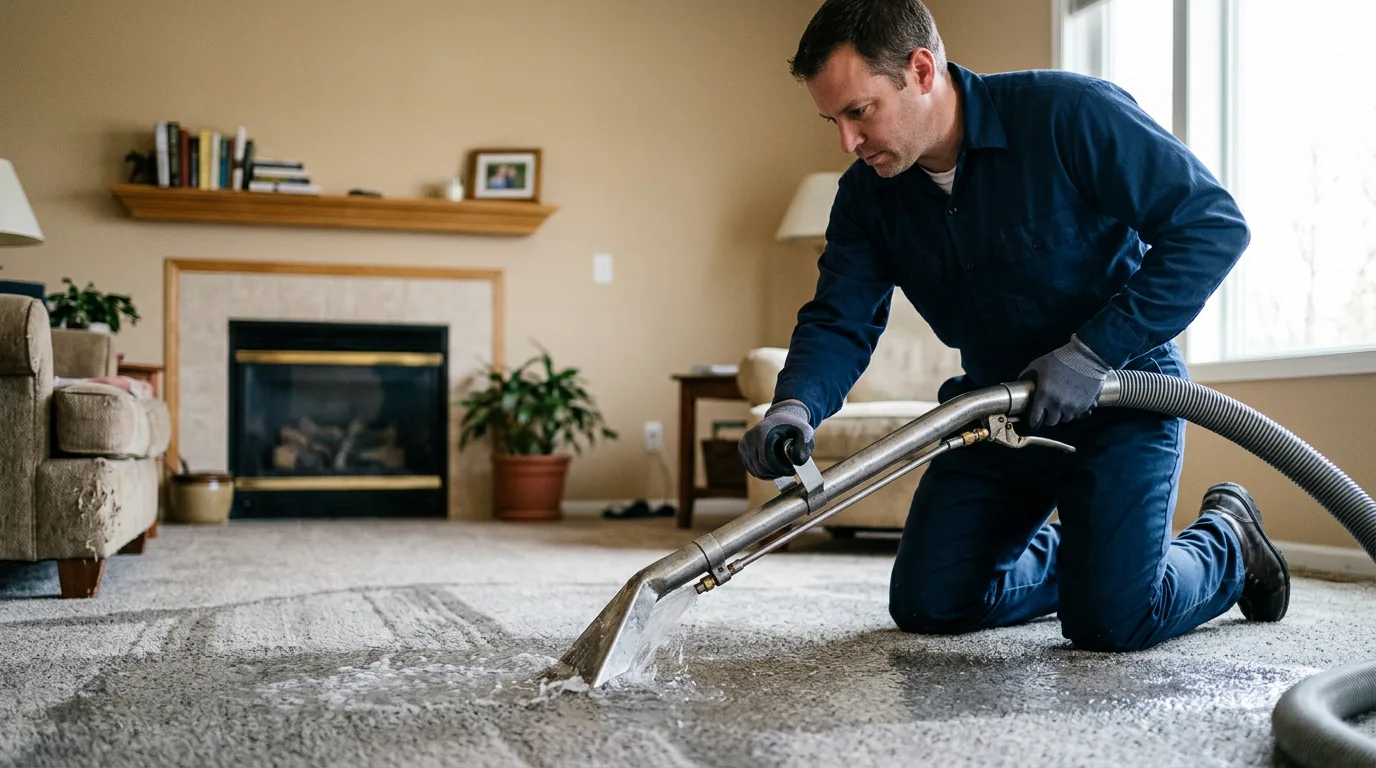 Water damage restoration technician working near Hueysville, KY